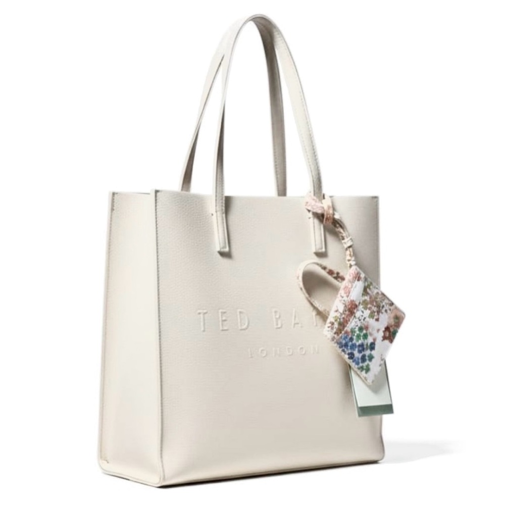 NWT Ted Baker London Soocon Icon Tote Bag Cream Crosshatch